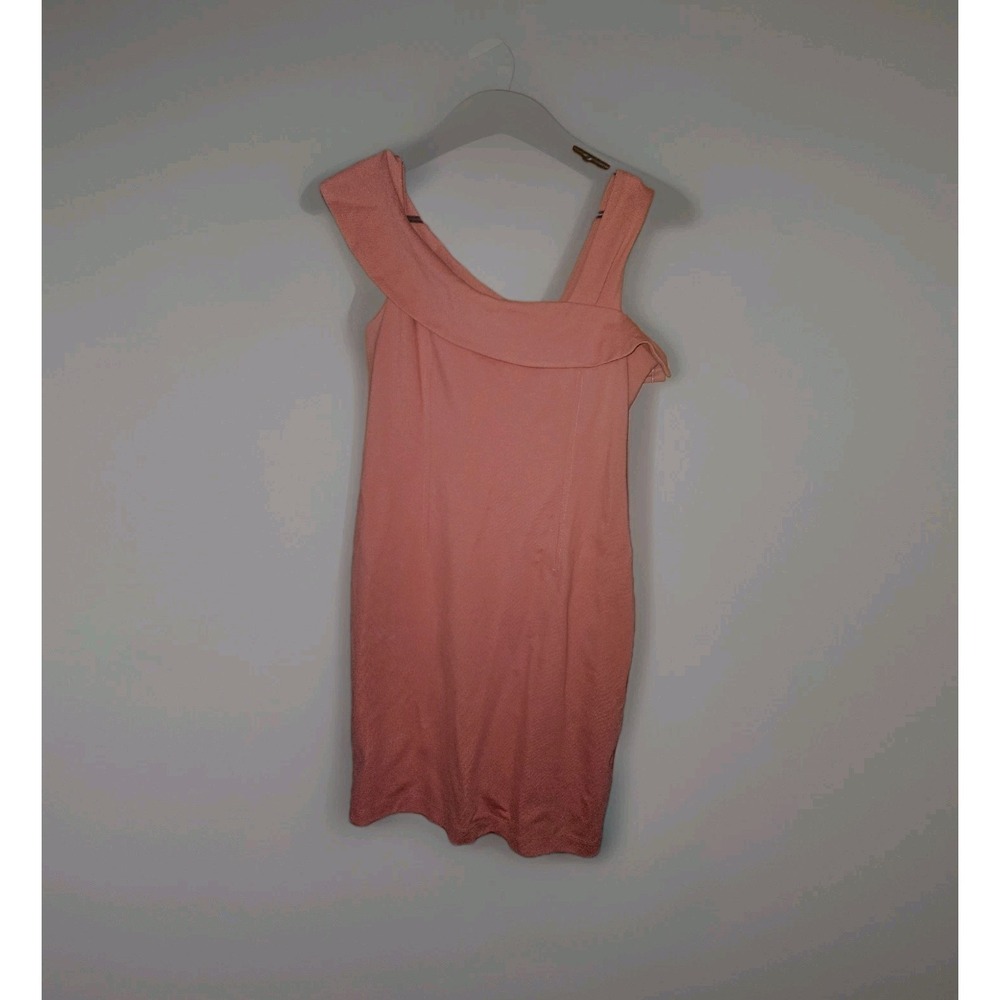 Lark & Ro Women's Asymmetrical Flounce‎ Neckline Sheath Dress, Coral, 12